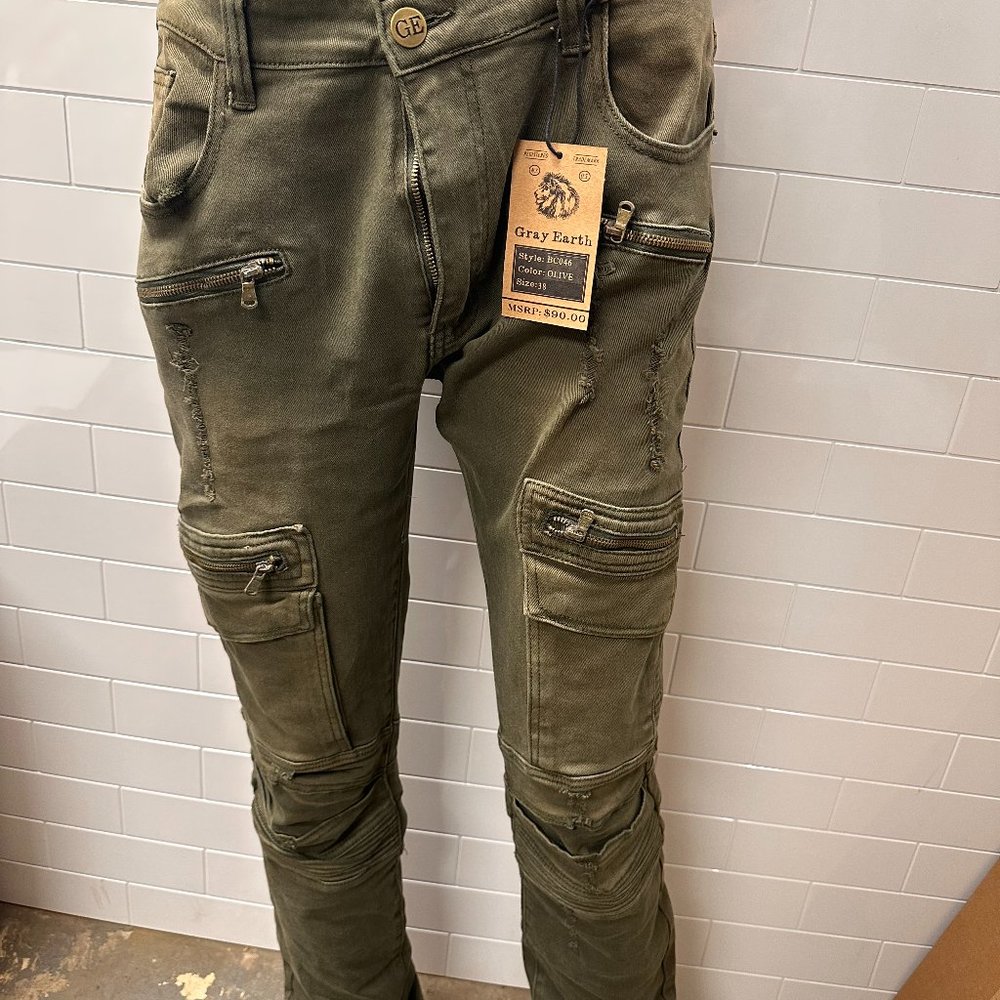 GRAY EARTH MEN'S JEANS ASST SIZES OLIVE BC046